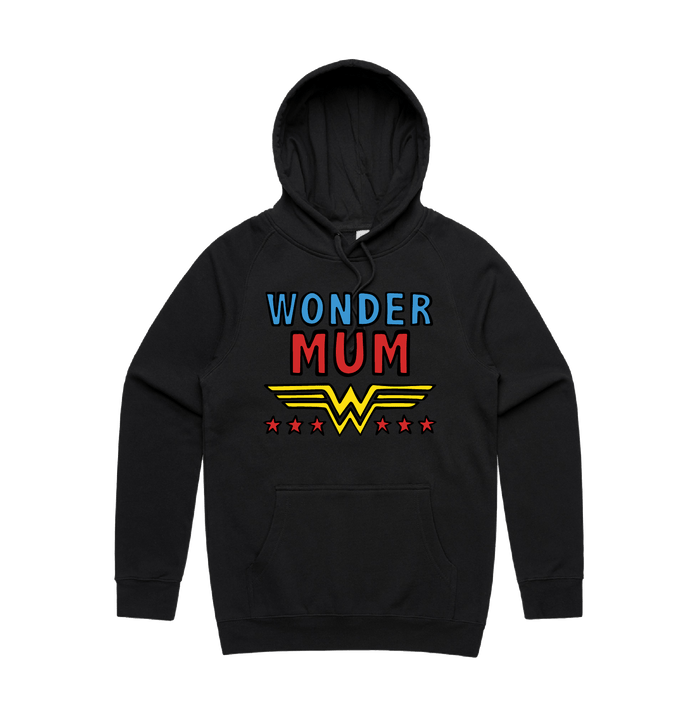 S / Black / Large Front Design Wondermum 🦸‍♀️ - Unisex Hoodie