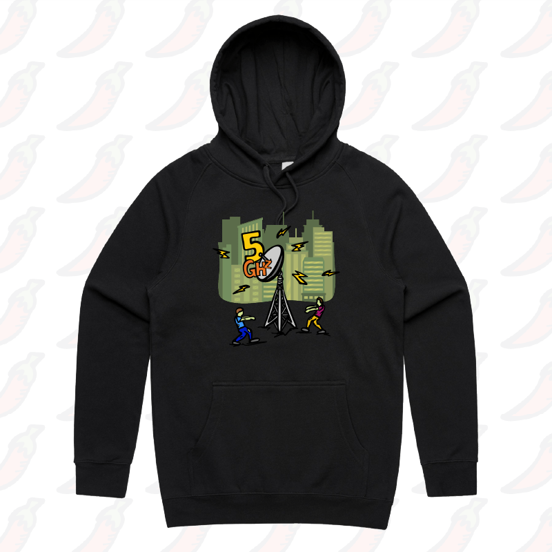 S / Black / Large Front Print 5G Zombie 📡🧟‍♂️ - Unisex Hoodie