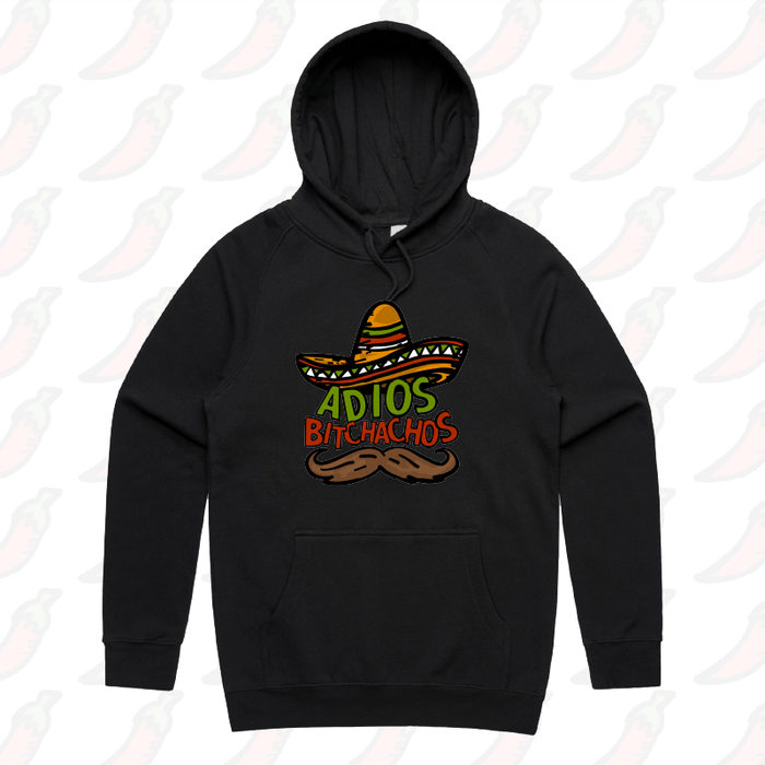 S / Black / Large Front Print Adios Bitchachos 🌮 - Unisex Hoodie