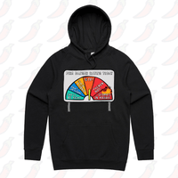 S / Black / Large Front Print Aussie Fire Danger Rating 🚒 - Unisex Hoodie