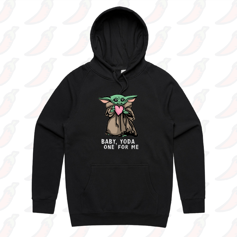 S / Black / Large Front Print Baby Yoda Love 👽❤️ - Unisex Hoodie