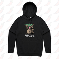 S / Black / Large Front Print Baby Yoda Love 👽❤️ - Unisex Hoodie