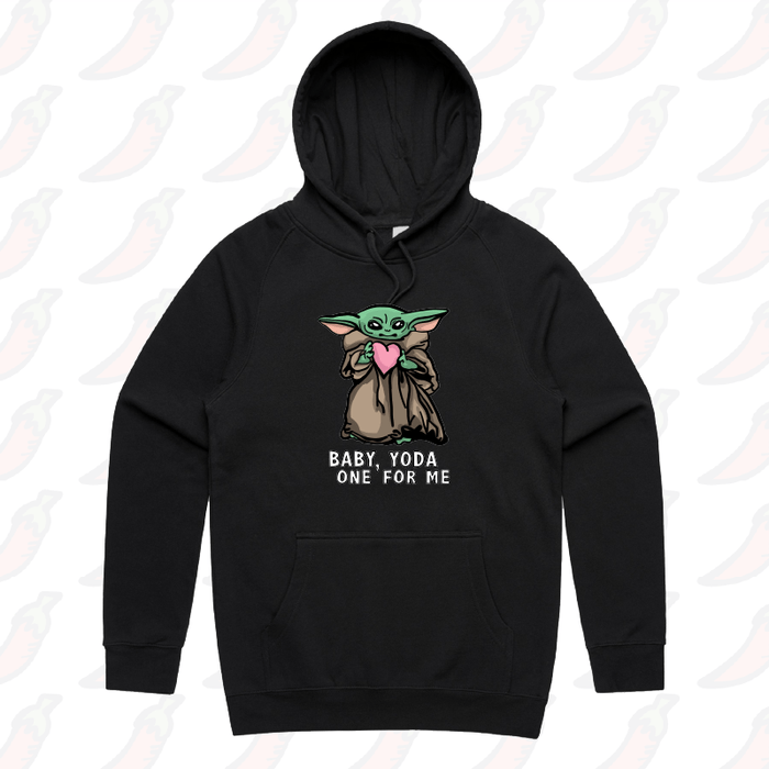 S / Black / Large Front Print Baby Yoda Love 👽❤️ - Unisex Hoodie