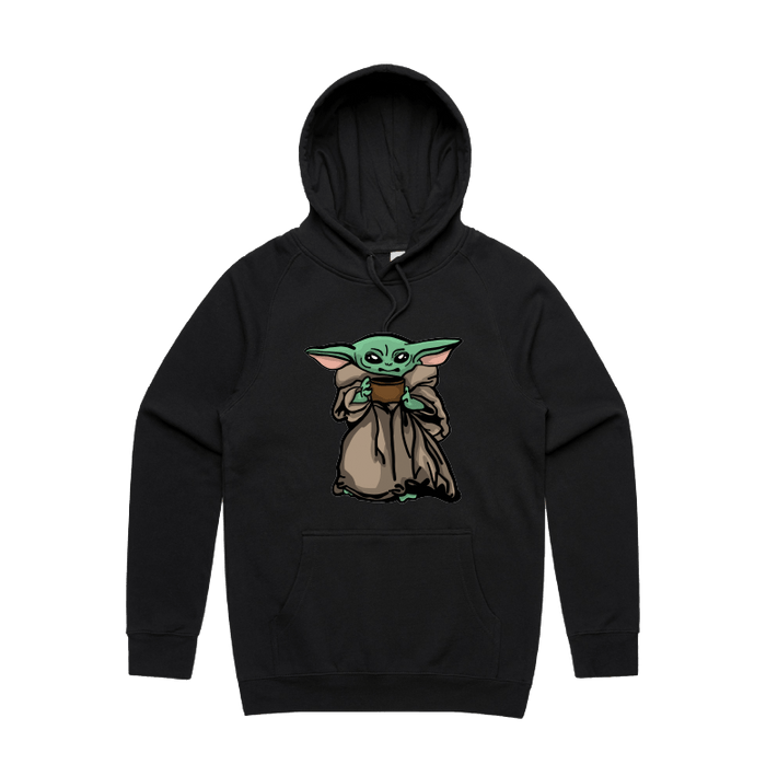 S / Black / Large Front Print Baby Yoda 👶 - Unisex Hoodie