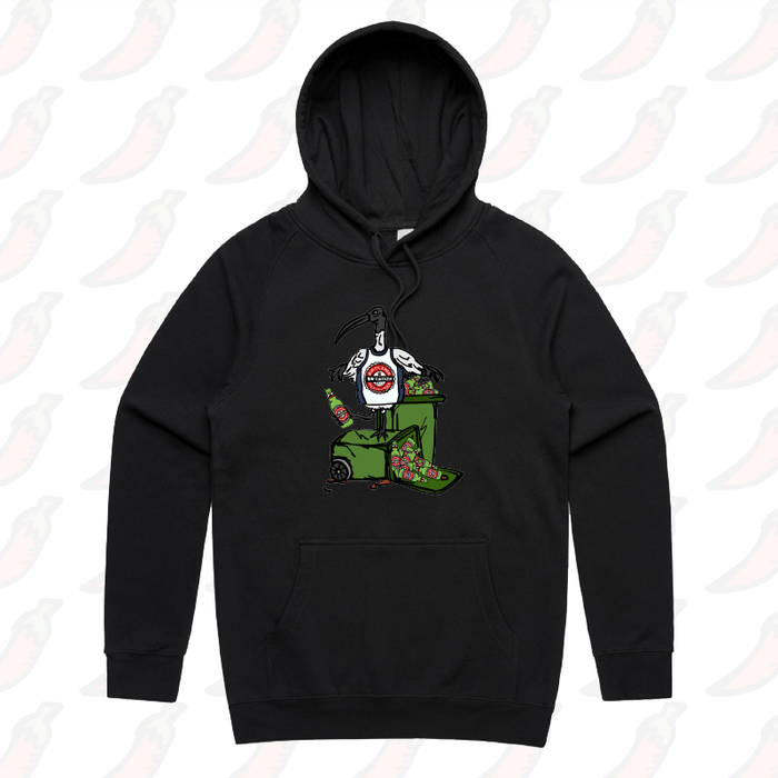 S / Black / Large Front Print Bali Bin Chicken 🗑️ - Unisex Hoodie