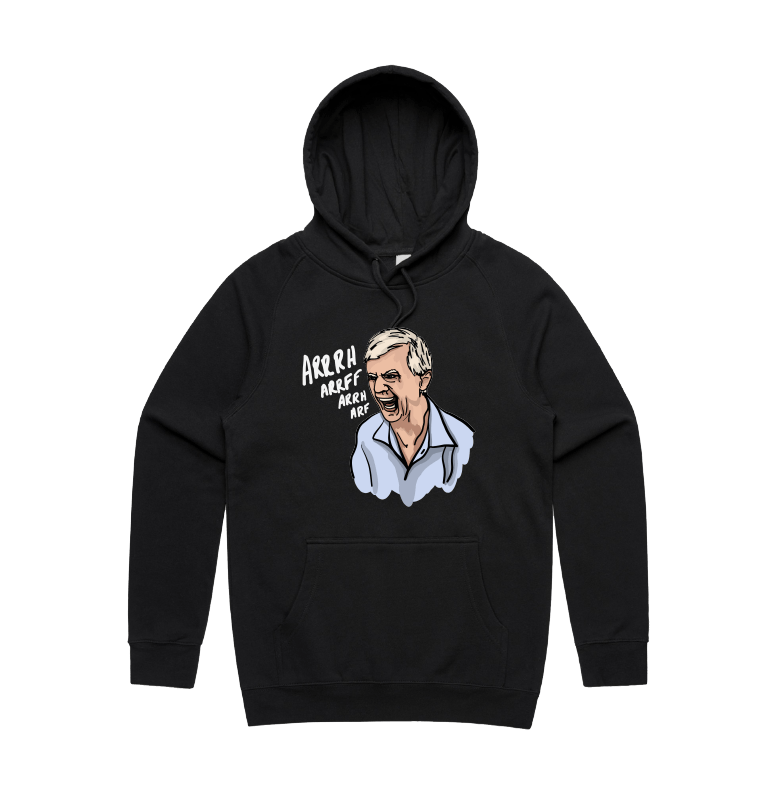 S / Black / Large Front Print Barking Dog Man 🗣️ - Unisex Hoodie