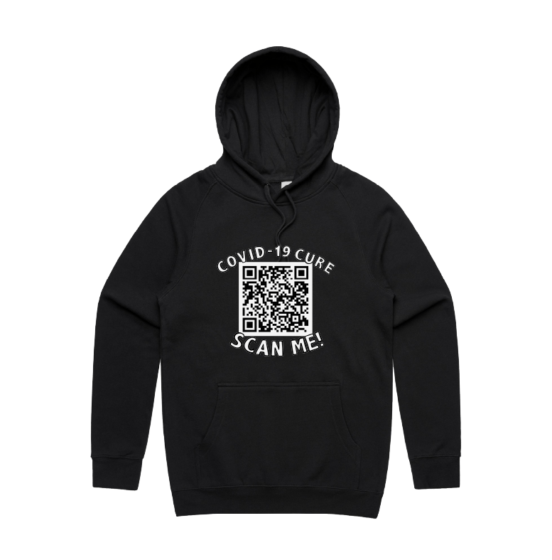 S / Black / Large Front Print Big Barry UNCENSORED QR Prank 🍆  - Unisex Hoodie