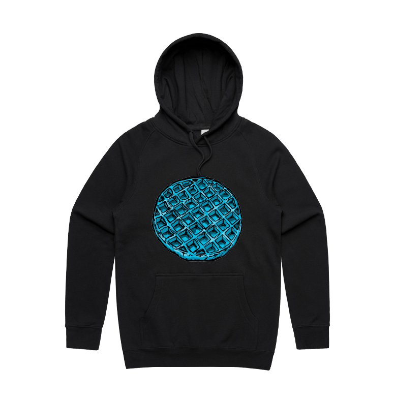 S / Black / Large Front Print Blue Waffle 🧇🤮 - Unisex Hoodie