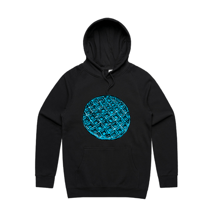 S / Black / Large Front Print Blue Waffle 🧇🤮 - Unisex Hoodie