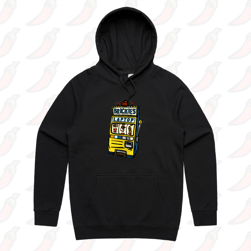 S / Black / Large Front Print Brickie’s Laptop 🎰 - Unisex Hoodie