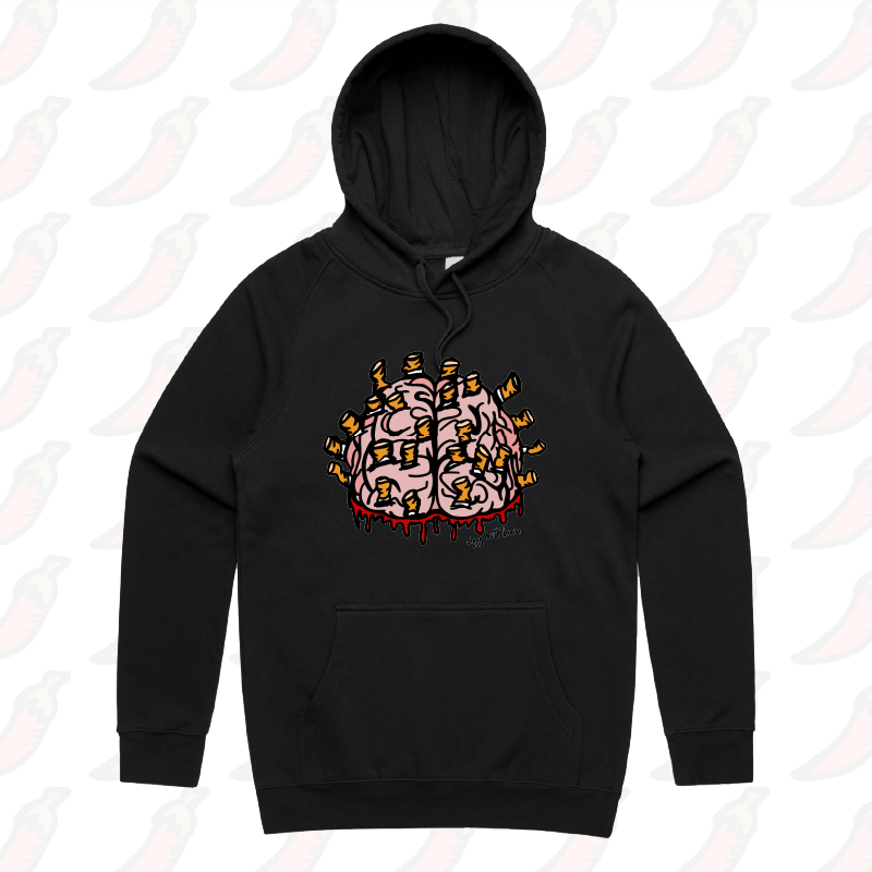 S / Black / Large Front Print Ciggy Butt-Brain 🚬🧠 - Unisex Hoodie