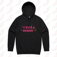 S / Black / Large Front Print Cool Mum 🌷– Unisex Hoodie