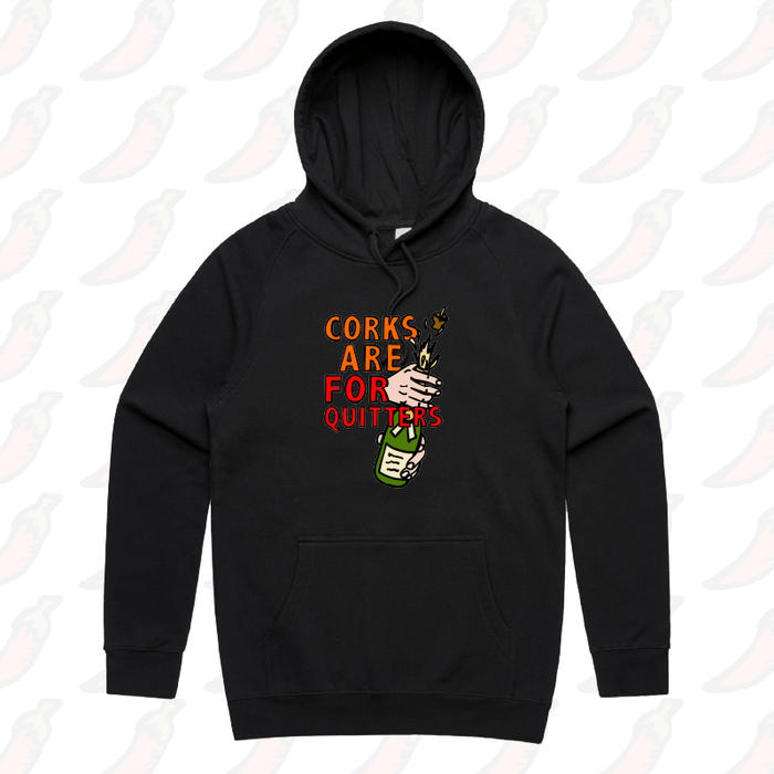 S / Black / Large Front Print Corks Are For Quitters 🍾 – Unisex Hoodie
