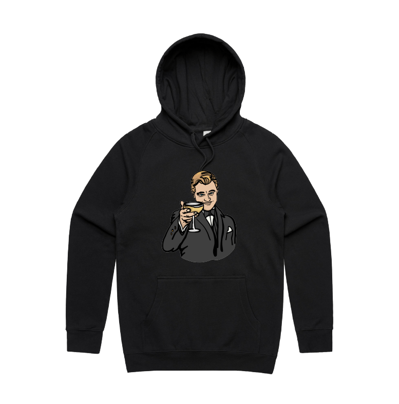 S / Black / Large Front Print DiCaprio Gatsby Cheers 🍸 - Unisex Hoodie