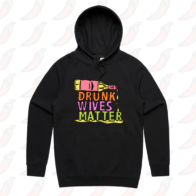 S / Black / Large Front Print Drunk Wives Matter 🥂 – Unisex Hoodie
