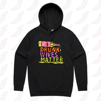 S / Black / Large Front Print Drunk Wives Matter 🥂 – Unisex Hoodie