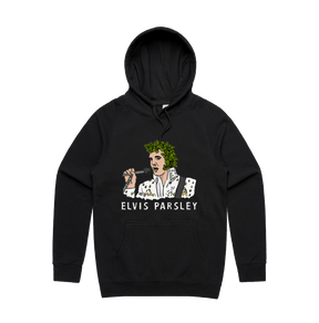 S / Black / Large Front Print Elvis Parsley 🌿 - Unisex Hoodie