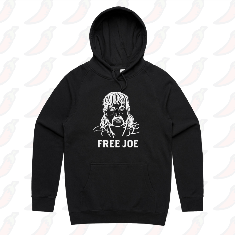 S / Black / Large Front Print Free Joe 🚔 - Unisex Hoodie