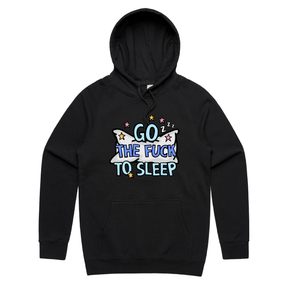 S / Black / Large Front Print Go The F To Sleep 🤬💤 - Unisex Hoodie