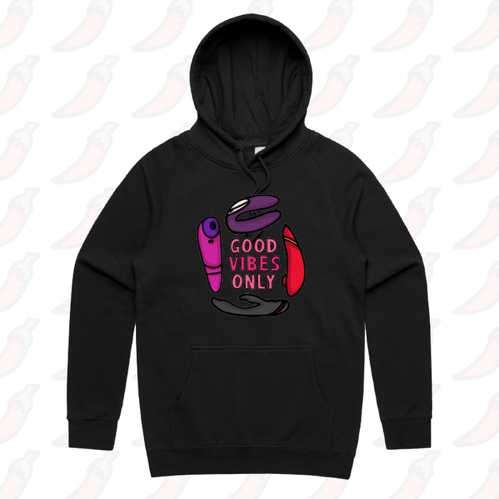 S / Black / Large Front Print Good Vibes Only 🍡 – Unisex Hoodie