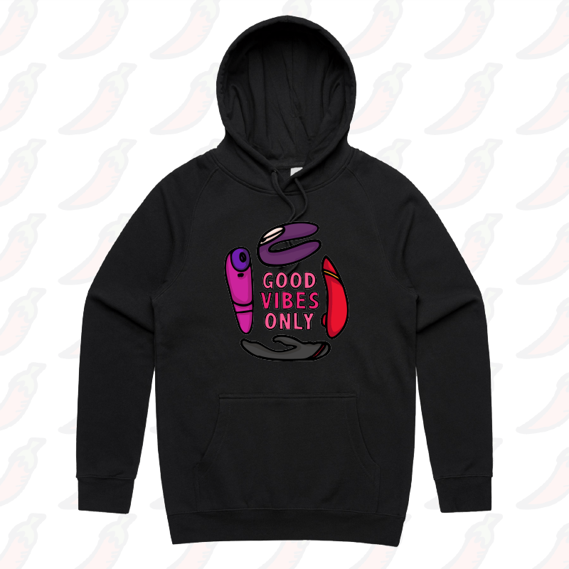 S / Black / Large Front Print Good Vibes Only 🍡 – Unisex Hoodie