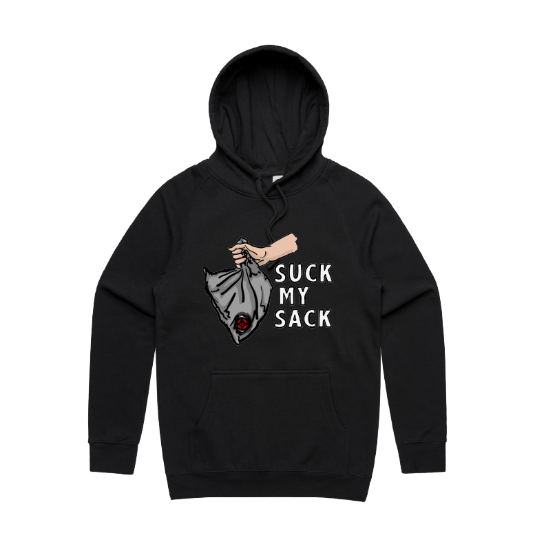 S / Black / Large Front Print Goon Sack 🍷 - Unisex Hoodie