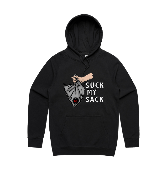 S / Black / Large Front Print Goon Sack 🍷 - Unisex Hoodie