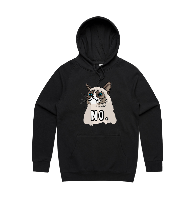 S / Black / Large Front Print Grumpy Cat! 😾 - Unisex Hoodie