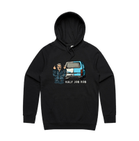 S / Black / Large Front Print Half Job Rob 🤬 - Unisex Hoodie