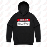 S / Black / Large Front Print Hello, I'm Vaccinated 👋 - Unisex Hoodie