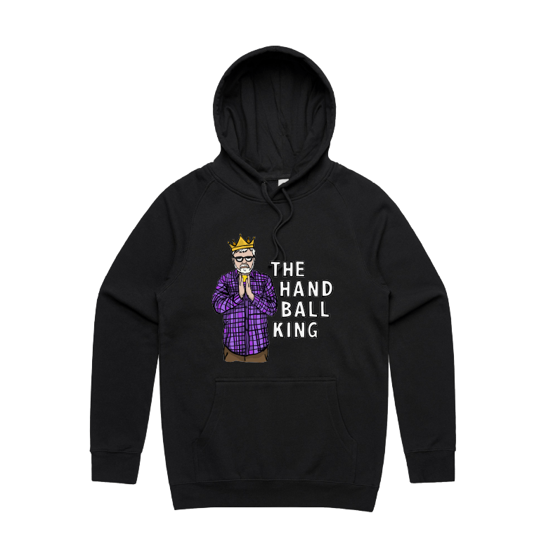 S / Black / Large Front Print K Rudd Handball King 👑 - Unisex Hoodie