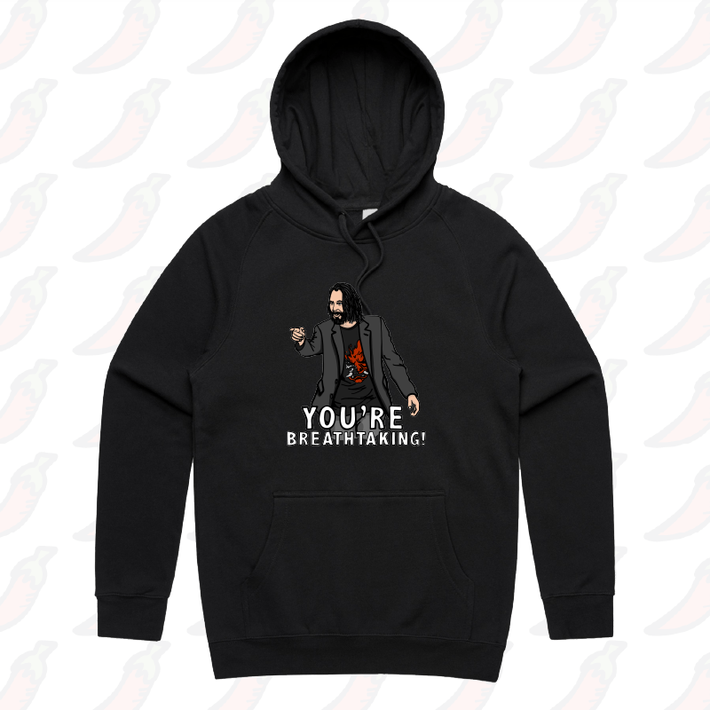 S / Black / Large Front Print Keanu Breathtaking 👈 - Unisex Hoodie