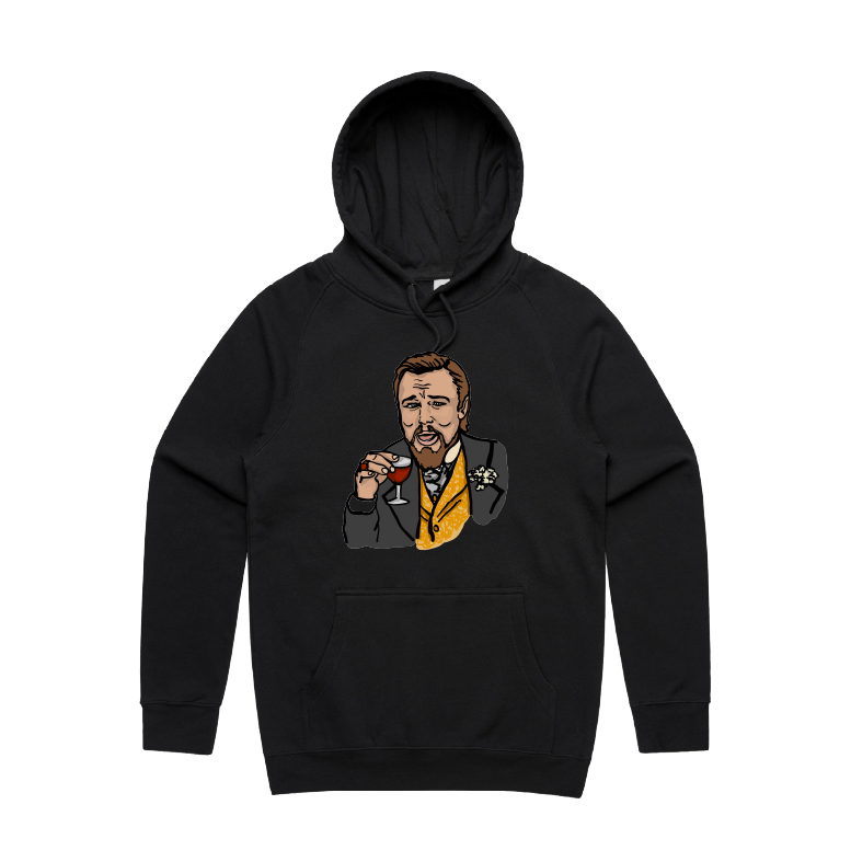 S / Black / Large Front Print Laughing Leo 🍷 - Unisex Hoodie