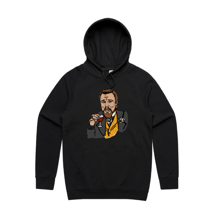 S / Black / Large Front Print Laughing Leo 🍷 - Unisex Hoodie