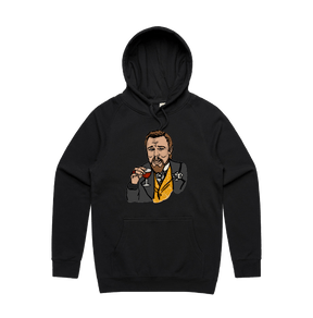 S / Black / Large Front Print Laughing Leo 🍷 - Unisex Hoodie