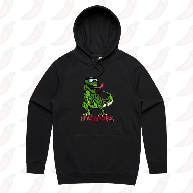 S / Black / Large Front Print LICKALOTTAPUS 🦖👅- Unisex Hoodie