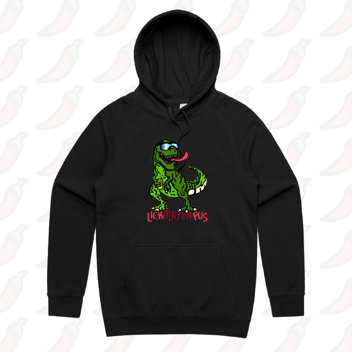 S / Black / Large Front Print LICKALOTTAPUS 🦖👅- Unisex Hoodie