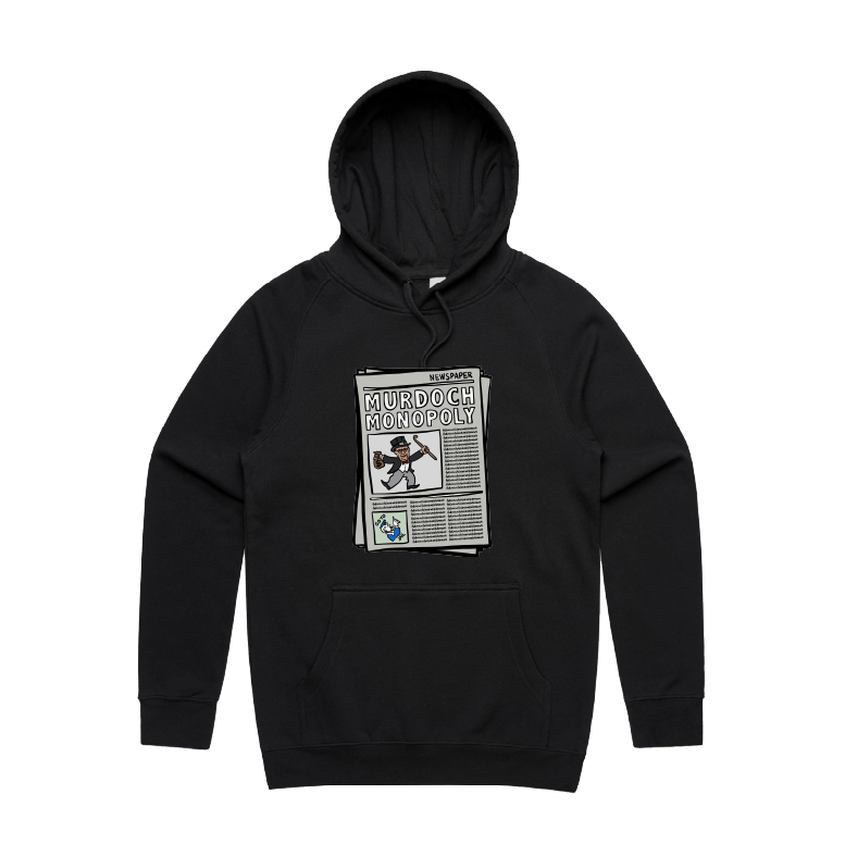 S / Black / Large Front Print Murdoch Monopoly 📰 - Unisex Hoodie