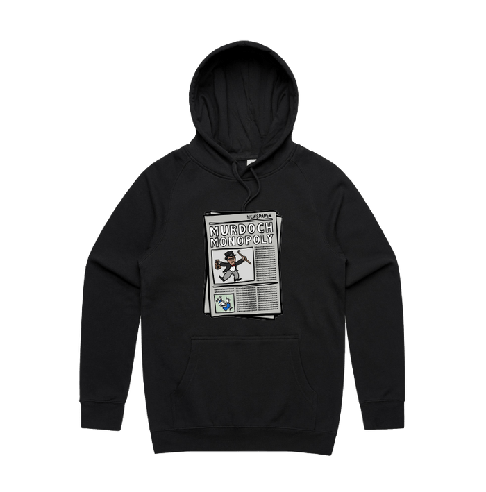 S / Black / Large Front Print Murdoch Monopoly 📰 - Unisex Hoodie