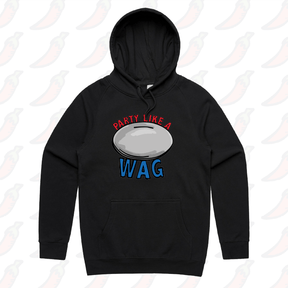 S / Black / Large Front Print Party Like a WAG 🍽❄ - Unisex Hoodie