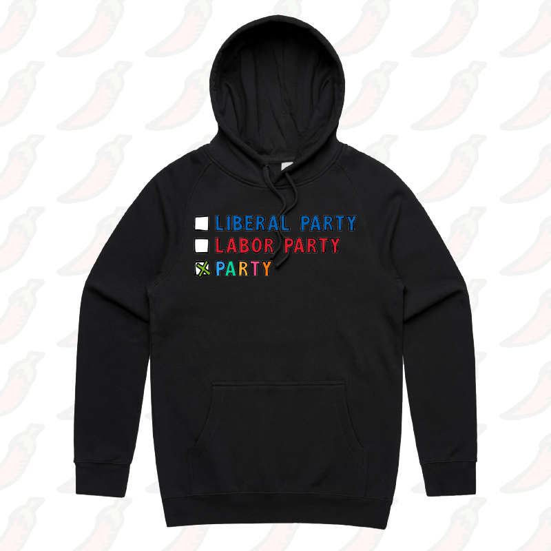 S / Black / Large Front Print Party Vote ✅ - Unisex Hoodie