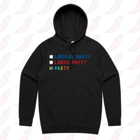 S / Black / Large Front Print Party Vote ✅ - Unisex Hoodie