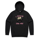 S / Black / Large Front Print Puggin Love you 🐶❣️ - Unisex Hoodie