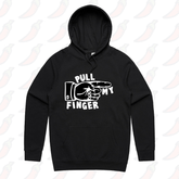 S / Black / Large Front Print Pull My Finger 👉 – Unisex Hoodie