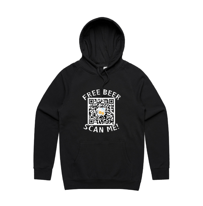 S / Black / Large Front Print Rick Roll QR Prank 🎵  - Unisex Hoodie