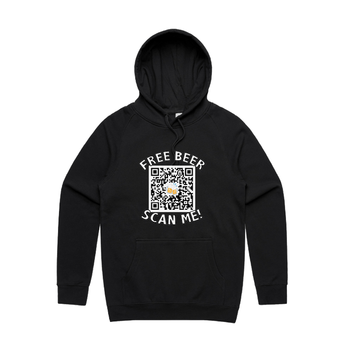 S / Black / Large Front Print Rick Roll QR Prank 🎵  - Unisex Hoodie