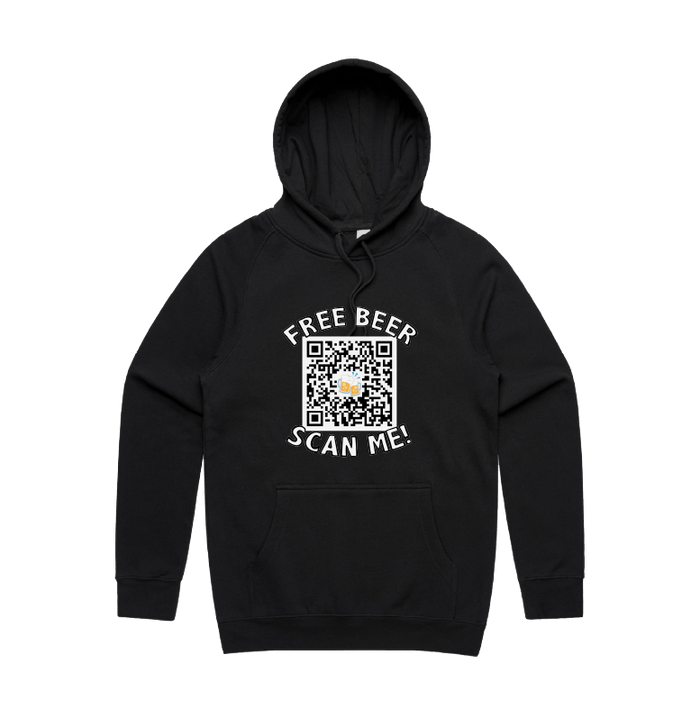 S / Black / Large Front Print Rick Roll QR Prank 🎵  - Unisex Hoodie