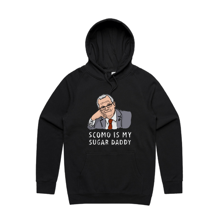 S / Black / Large Front Print Scomo Sugar Daddy 💸 - Unisex Hoodie