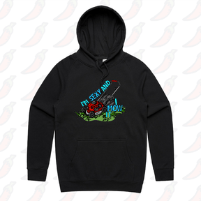 S / Black / Large Front Print Sexy And I Mow It 😘 🌾 – Unisex Hoodie