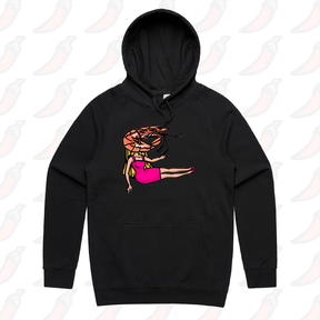 S / Black / Large Front Print Shrimp on a Barbie 👜 - Unisex Hoodie